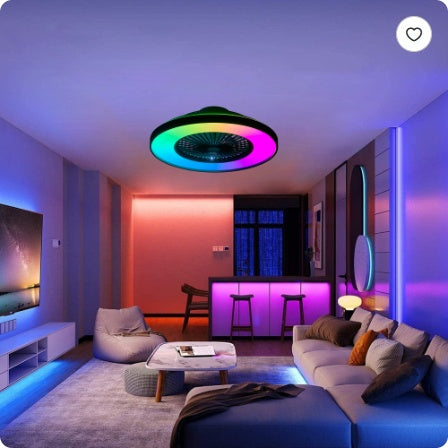 23 Inch Black Ceiling Fan Light With LED RGB Dimmable & Color Changing, APP & Remote Control, Modern Smart Ceiling Fan For Living Room, Bedroom, And Dining Room Silent 6-Speed Reversible DC Motor