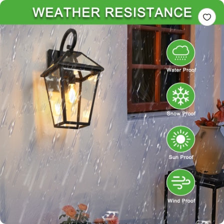 21inch H 2 Pack Outdoor Wall Lantern Light Modern Black Metal & Clear Glass Sconce For Porch, Patio, And Garden Lighting Bulb Not Included
