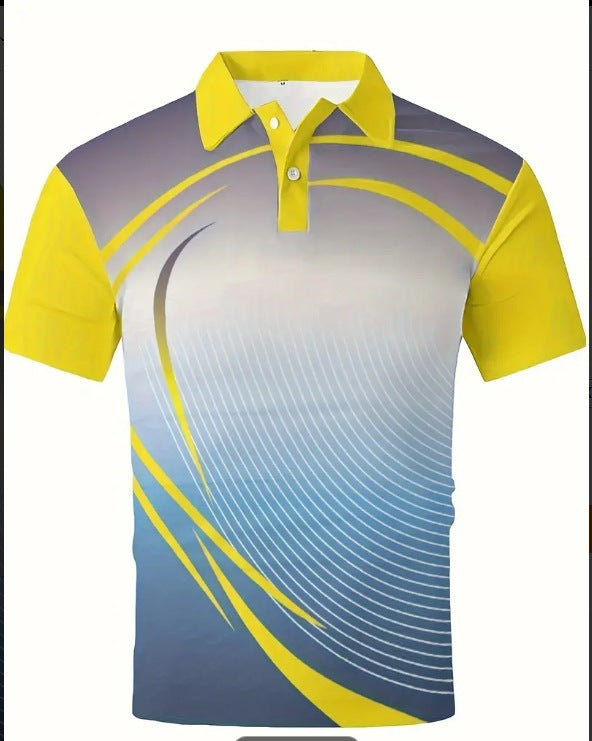 Men's Printed Short-sleeved Lapel Shirt Polo