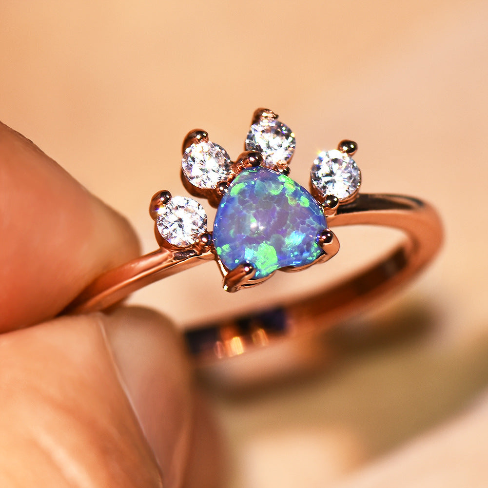 Cute Cat-claw-shaped Rings Fashion Personality Rhinestone Ring Women's Jewelry