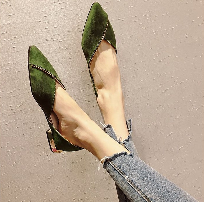 Summer Korean version of the wild pointed shallow mouth thick with the new fairy soft bottom peas shoes