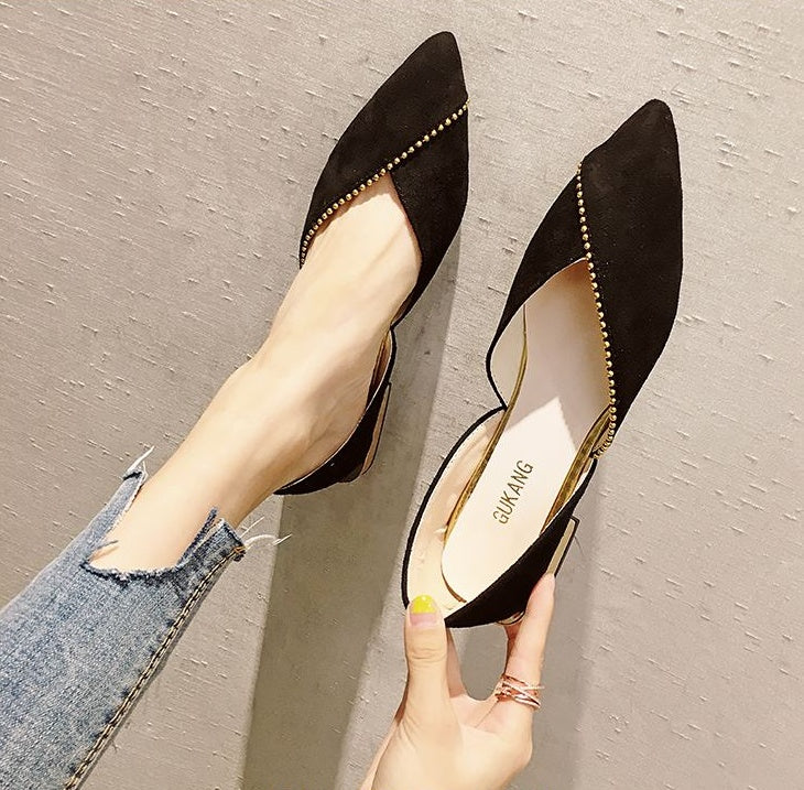 Summer Korean version of the wild pointed shallow mouth thick with the new fairy soft bottom peas shoes