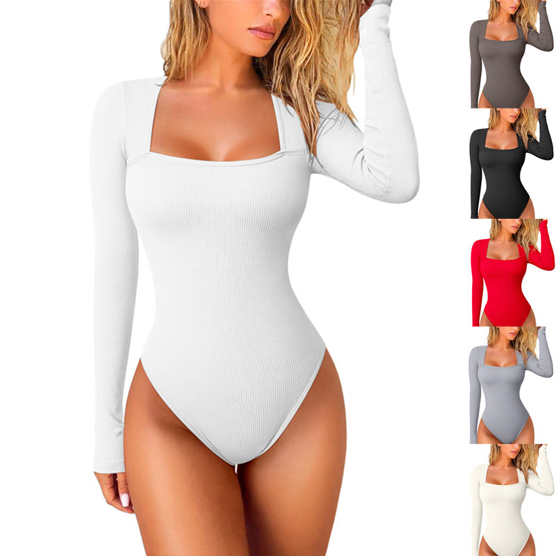 Jumpsuit Casual de Manga Larga con Cuello Cuadrado para Mujer