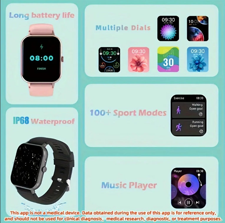 Smartwatch Mujer – Llamadas BT, Ritmo Cardíaco y Modos Deportivos