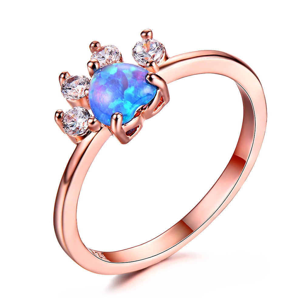 Cute Cat-claw-shaped Rings Fashion Personality Rhinestone Ring Women's Jewelry