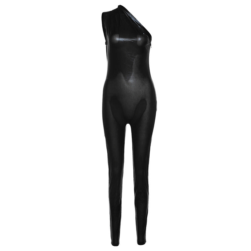 Women's Street Shot Bright Color Skinny Hip Raise Long Jumpsuit